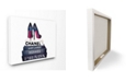 Stupell Industries Glam Fashion Book Set BW Stud Pump Heels Canvas Wall Art, 24" x 30"